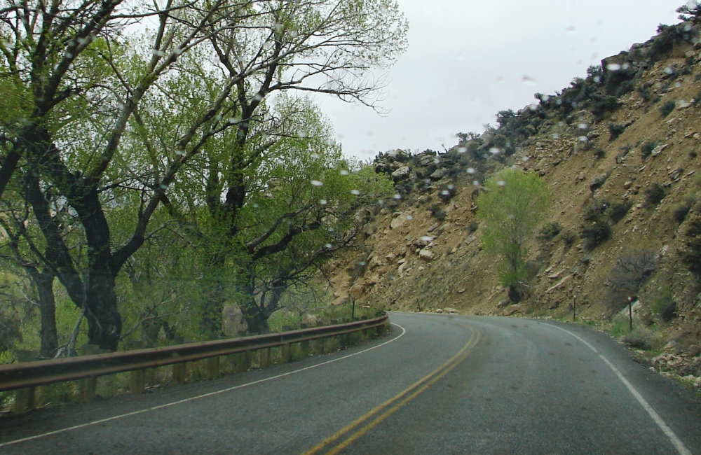 On the Bighorn Scenic Byway, it started to rain