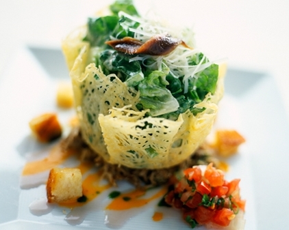 Caesar Salad in Parmesan Cheese Baskets. (Photo: 1001 Recipes)