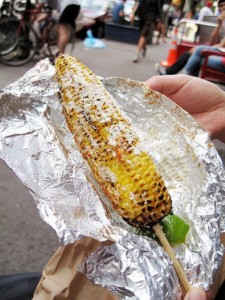 Authentic grilled Mexican corn.