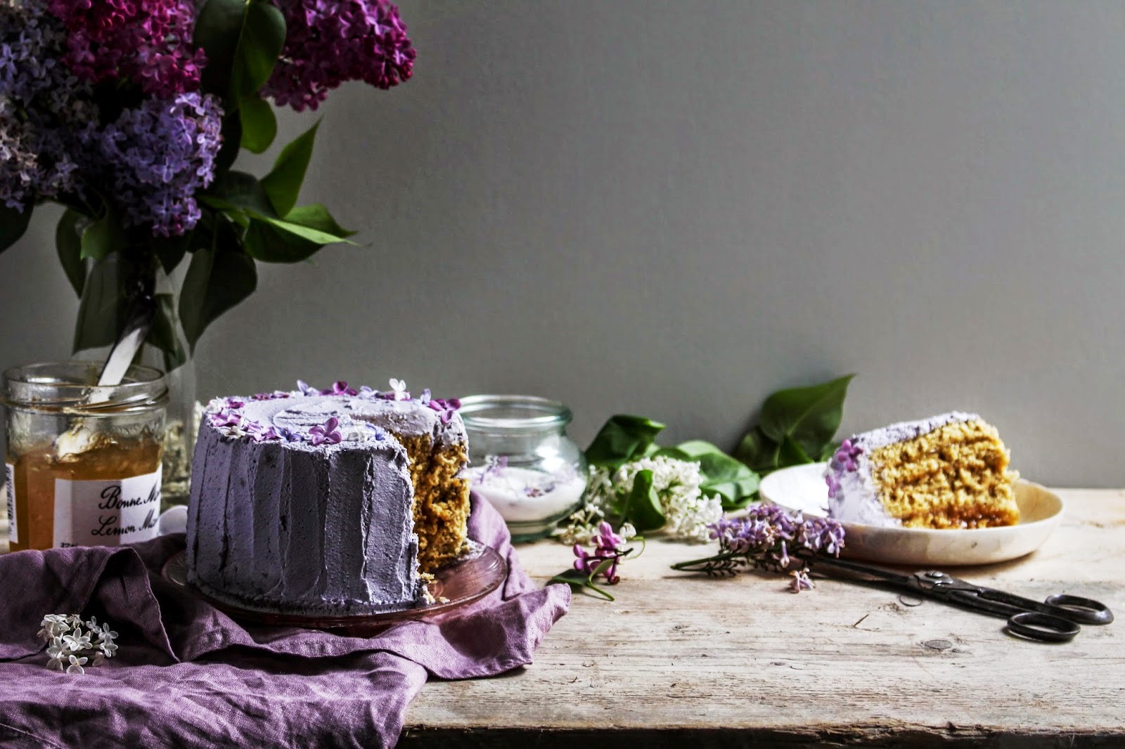 Earl Grey and Lemon Vertical Roll Cake with Lilacs (Photo: Twigg Studios)