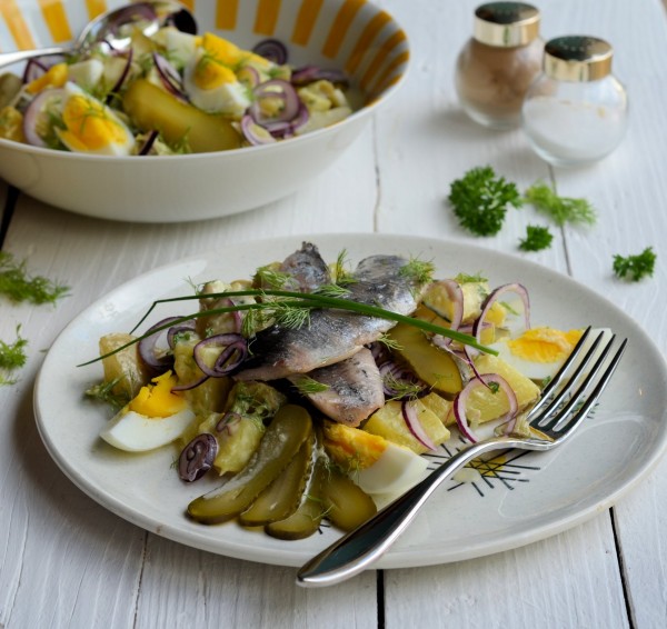 Hot Pickled Herrings and a Dill Pickle Potato Salad (Photo: Lavender and Loveage)