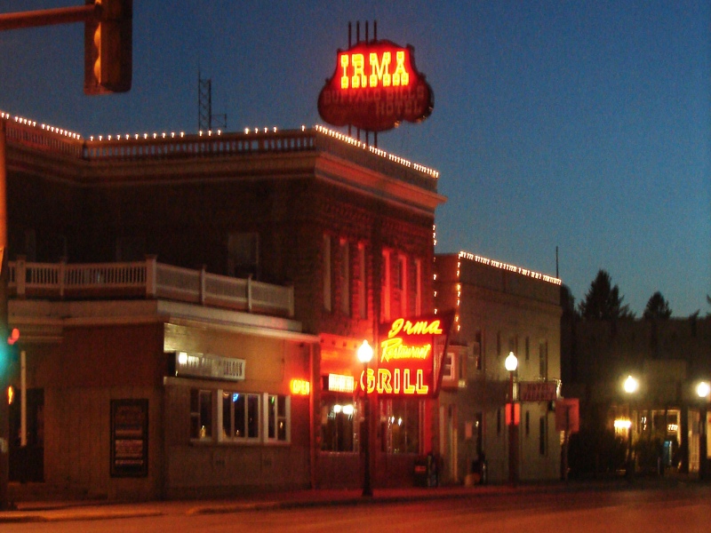 Turn-of-the-century Irma Hotel, Restaurant, and Saloon in downtown Cody, WY.