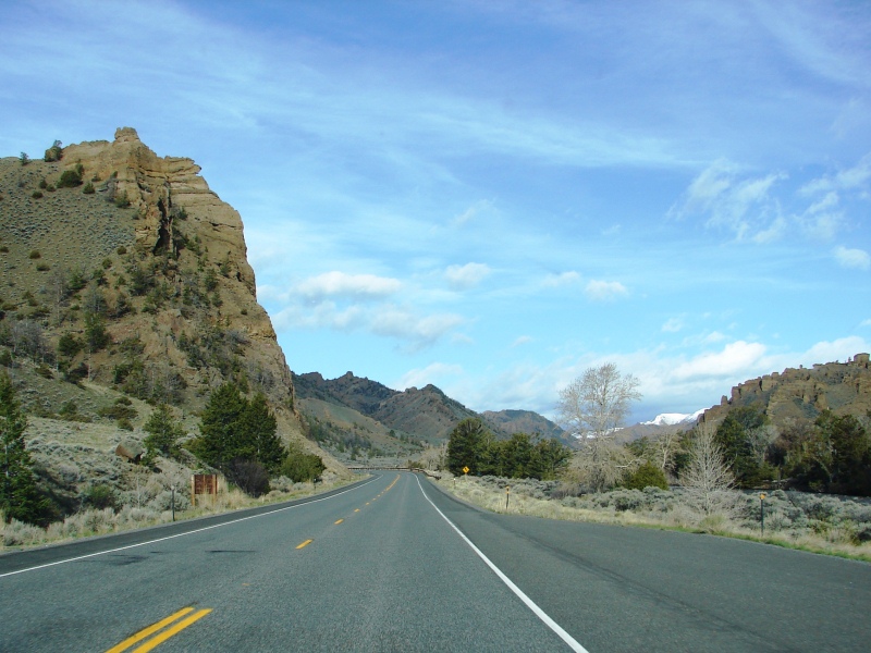 Buffalo Bill Cody Scenic Byway and the Holy City rock formation (on far right).