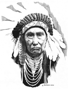 CHIEF JOSEPH by Paul Shafranski, pen and ink, 2013.