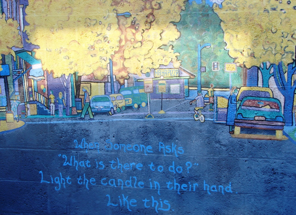 Artwork on the side of a building in Yellow Springs.